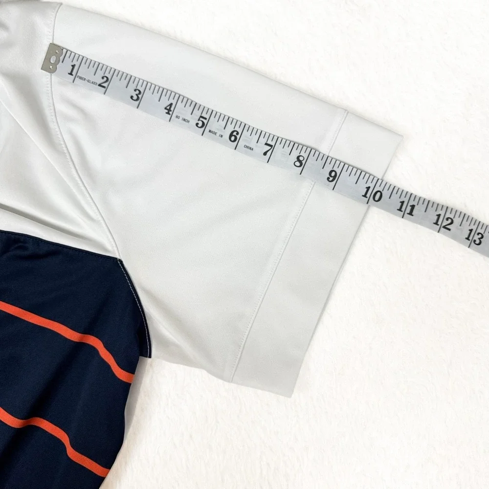 Nike UVA Virginia Cavaliers Polo Shirt Men's XL White Navy Orange Striped Golf
